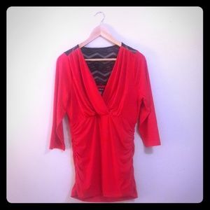 Torrid Red and Black Lace Blouse